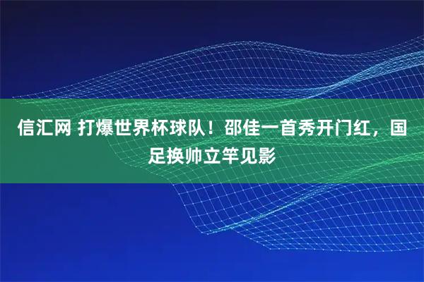 信汇网 打爆世界杯球队!邵佳一首秀开门红,国足换帅立竿见影